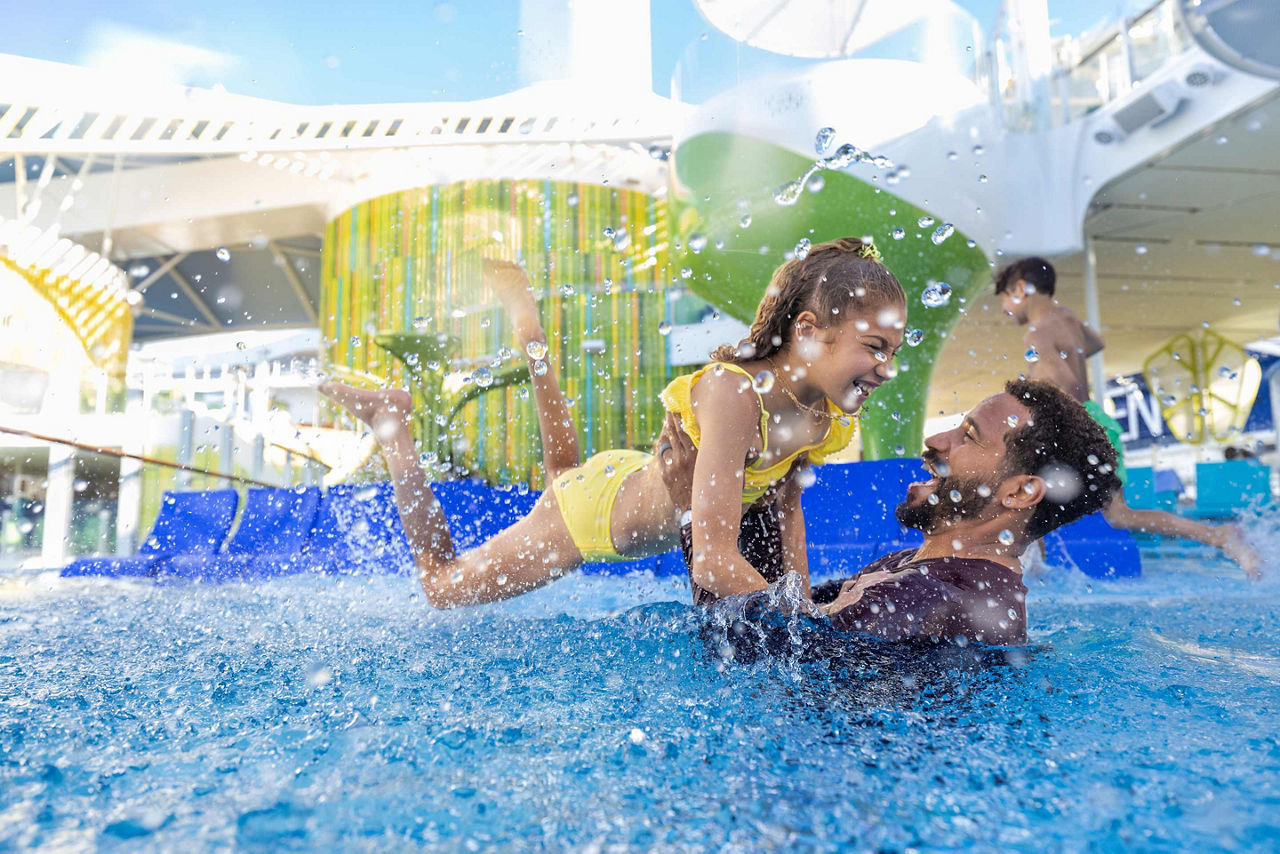 icon of the seas swimming royal bay pool father enjoying with daughter