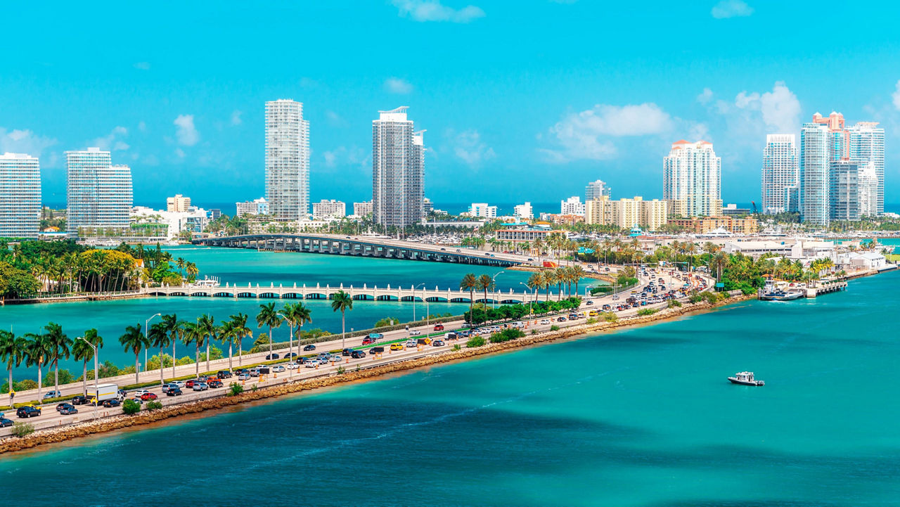 Port of Miami Skyline View of South Beach and Star Island