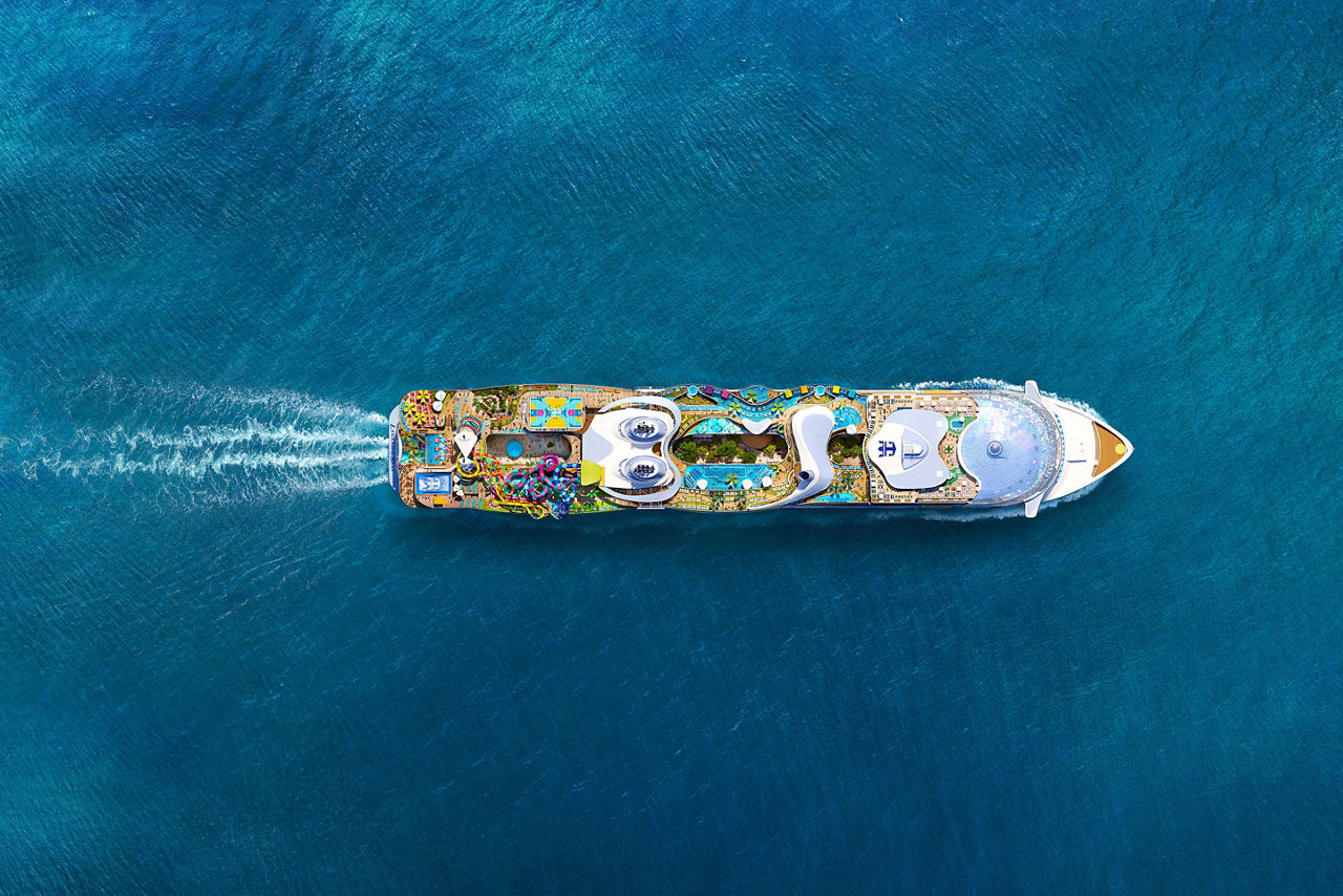 Legend of the Seas aerial top view