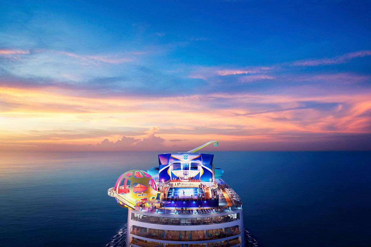 Odyssey of the Seas Aerial Sunset Sailing 