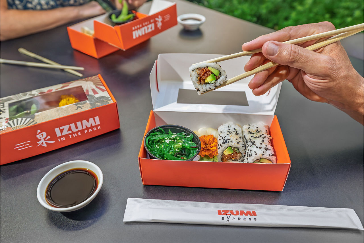 Bento sushi box at Izumi at the Park