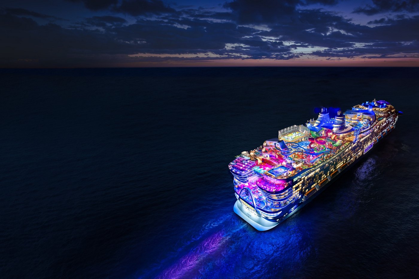 Royal Caribbean Star of the Seas at night