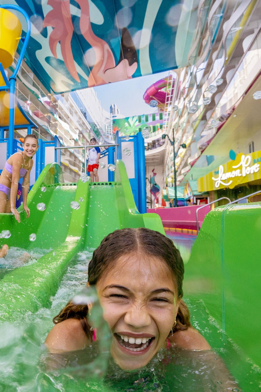 surfside splashaway bay group of kids playing waterslide star of the seas crop