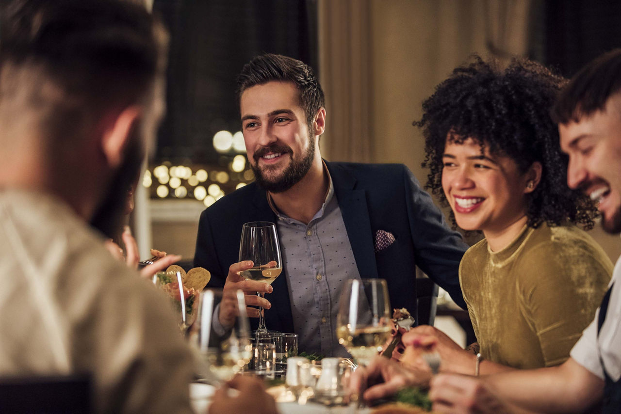 Friends Enjoying Dinner at Chefs Table