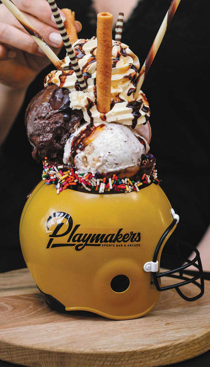 playmakers sports bar arcade ice cream sundae crop