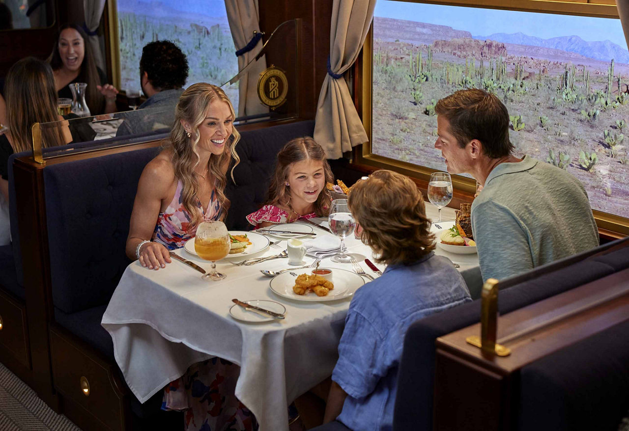 Family enjoying Royal Railway dining experience
