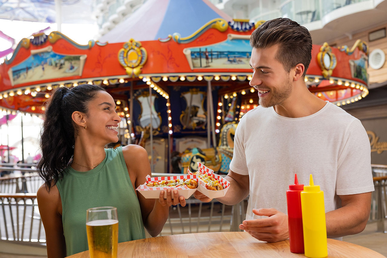 Couple dining at Boardwalk Dog House