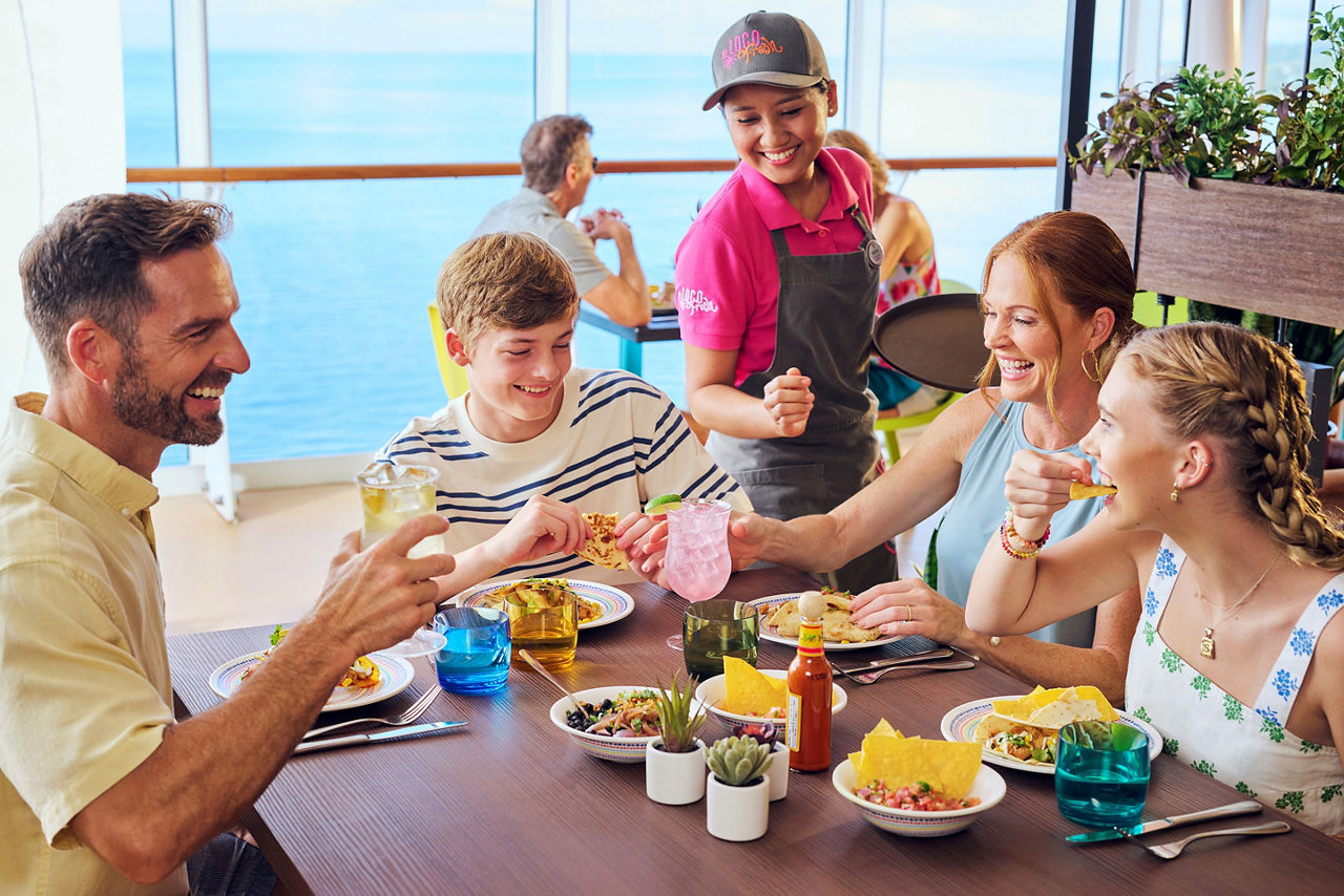 Family enjoying Mexican food at El Loco Fresh