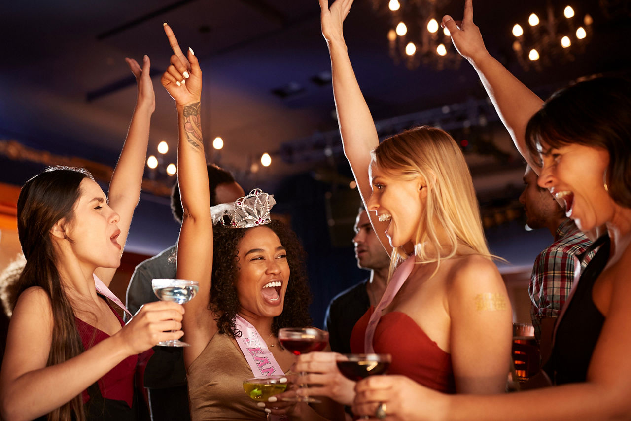 ladies celebrating with soon to be bride