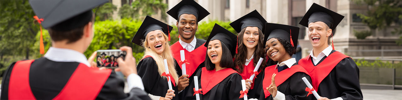 Students celebrating graduation