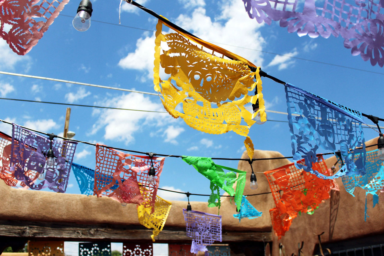 Dia de los Muertos Decorations Hanging in Mexico 