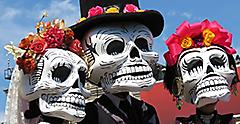 Local Dressed as Skeletons for Dia de los Muertos in Mexico 
