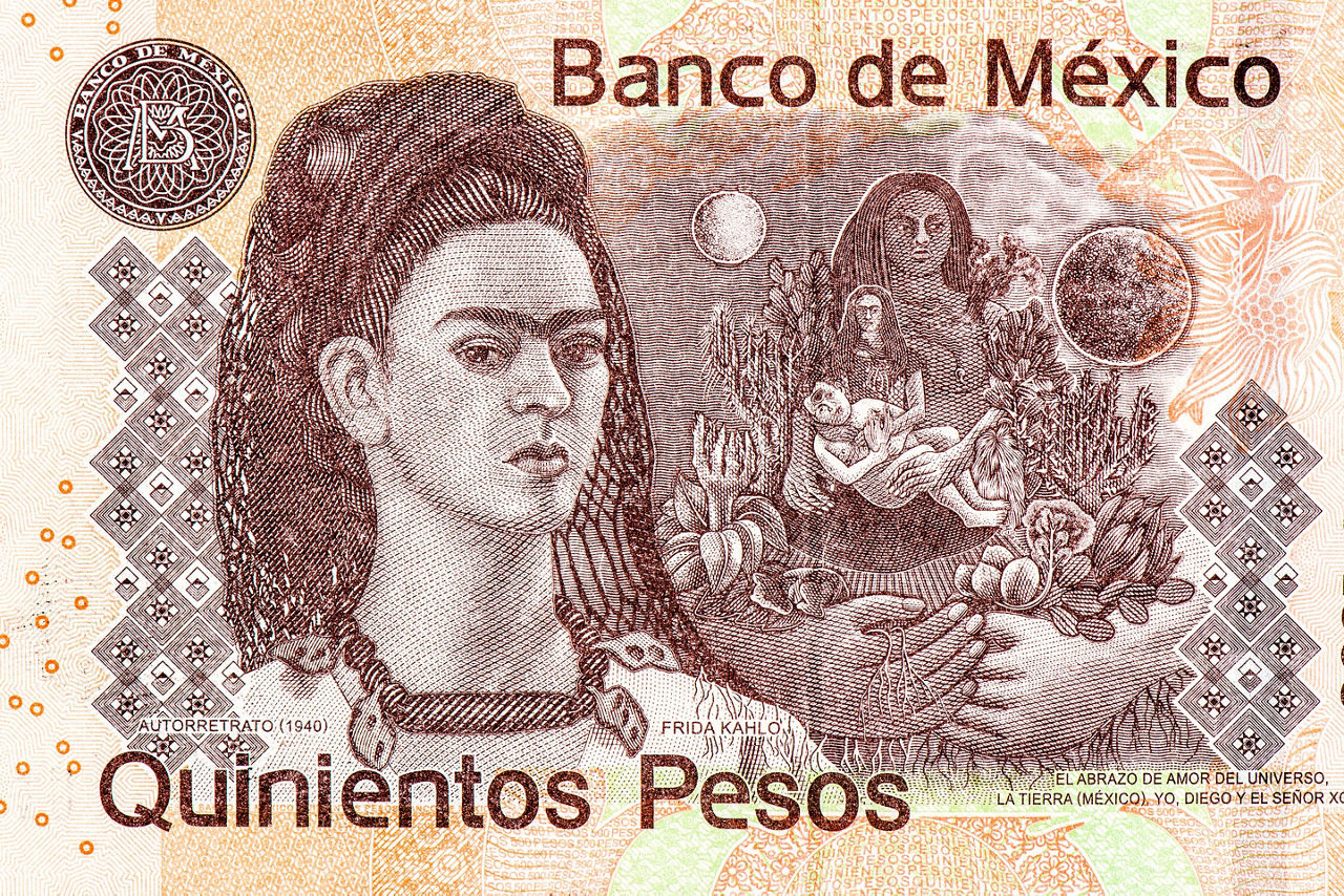 Frida Kahlo's Face was Used on a 500 Pesos Bill in 2010. Mexico.