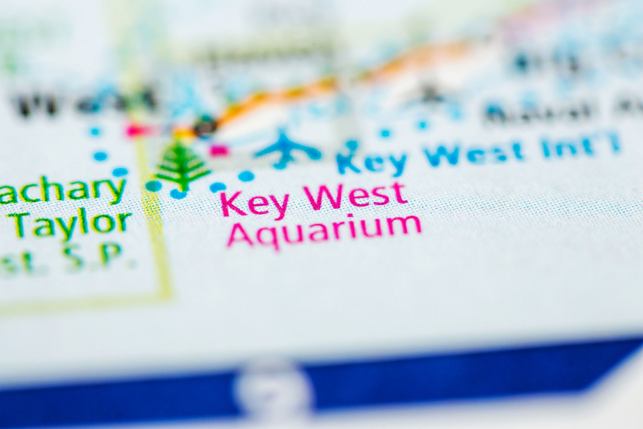Map heading to Key West Aquarium. Florida.