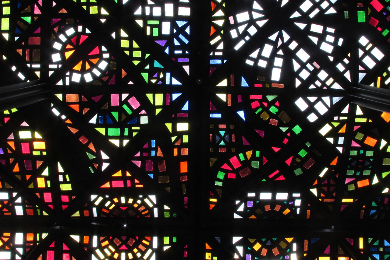 Stained glass ceiling of National Gallery of Victoria. Australia.