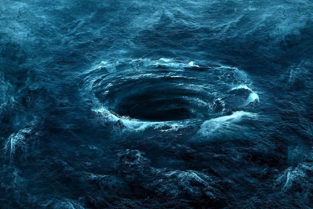View of a Whirlpool in the Bermuda Triangle, The Caribbean.