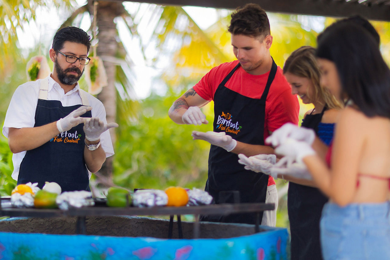 traditional yucatan fish cookout making pimitos guests roayl caribbean