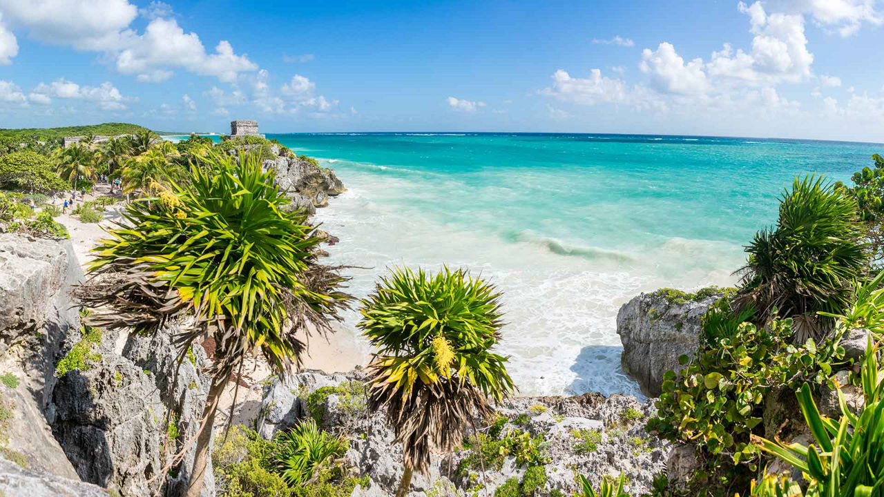 Cozumel, Mexico Tulum God Of Wind Temple Ruins Panoramic Beach