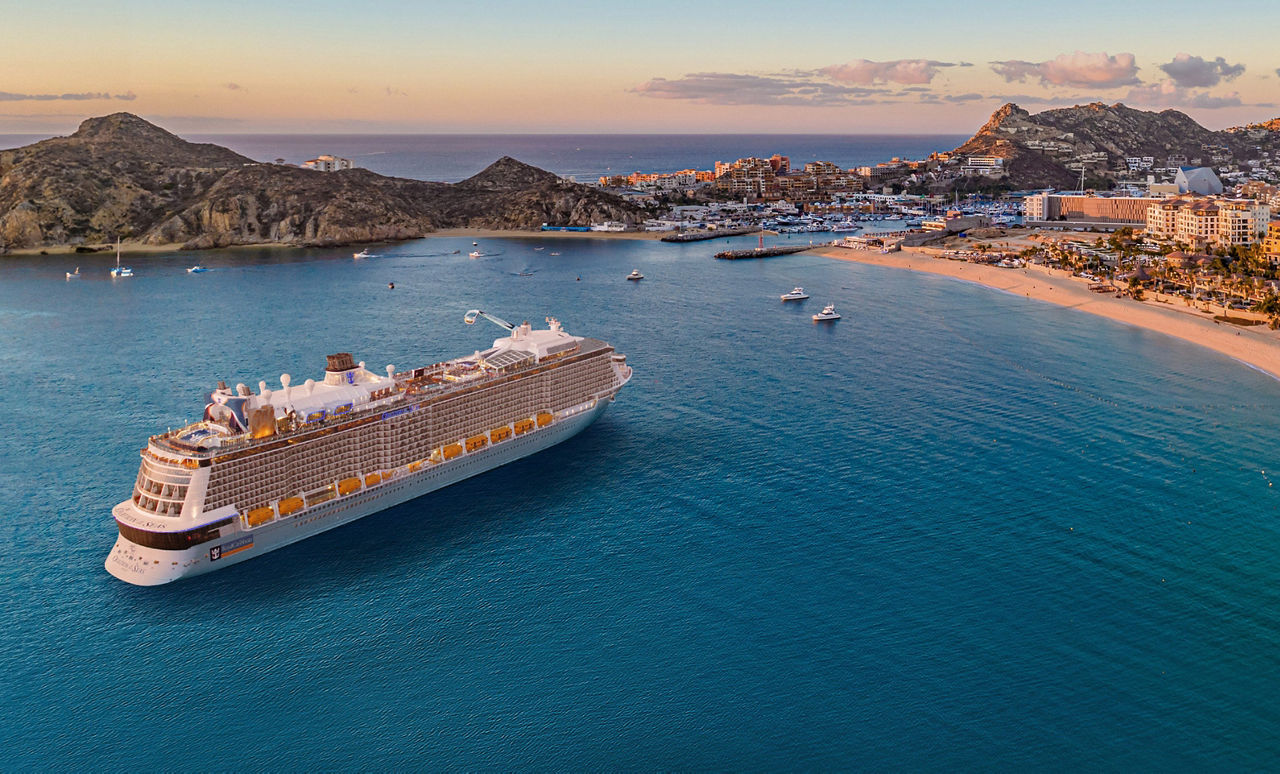 recrop ovation of the seas ship aerial view cabo san lucas beach