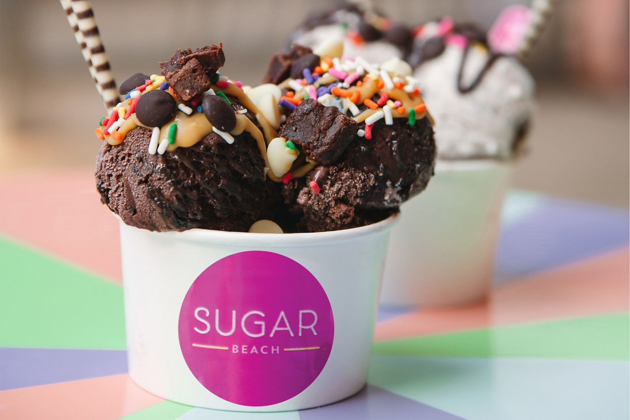 Close-Up of Sugar Beach Chocolate Ice Cream