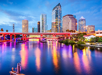 Skyline of Tampa, Florida at night.