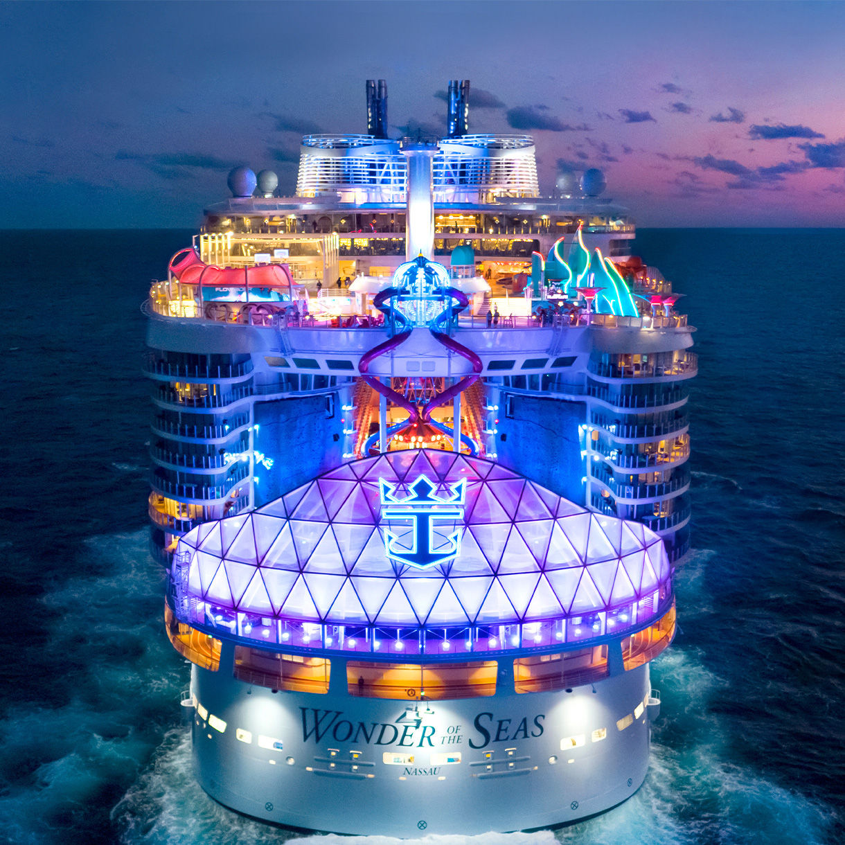 Wonder of the Seas AFT night shot
