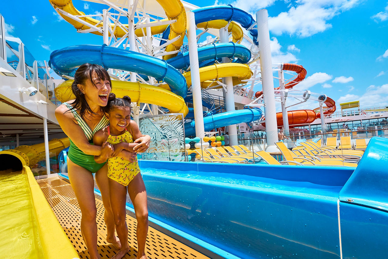 The Perfect Storm Mother and Daughter Exiting the Water Slides