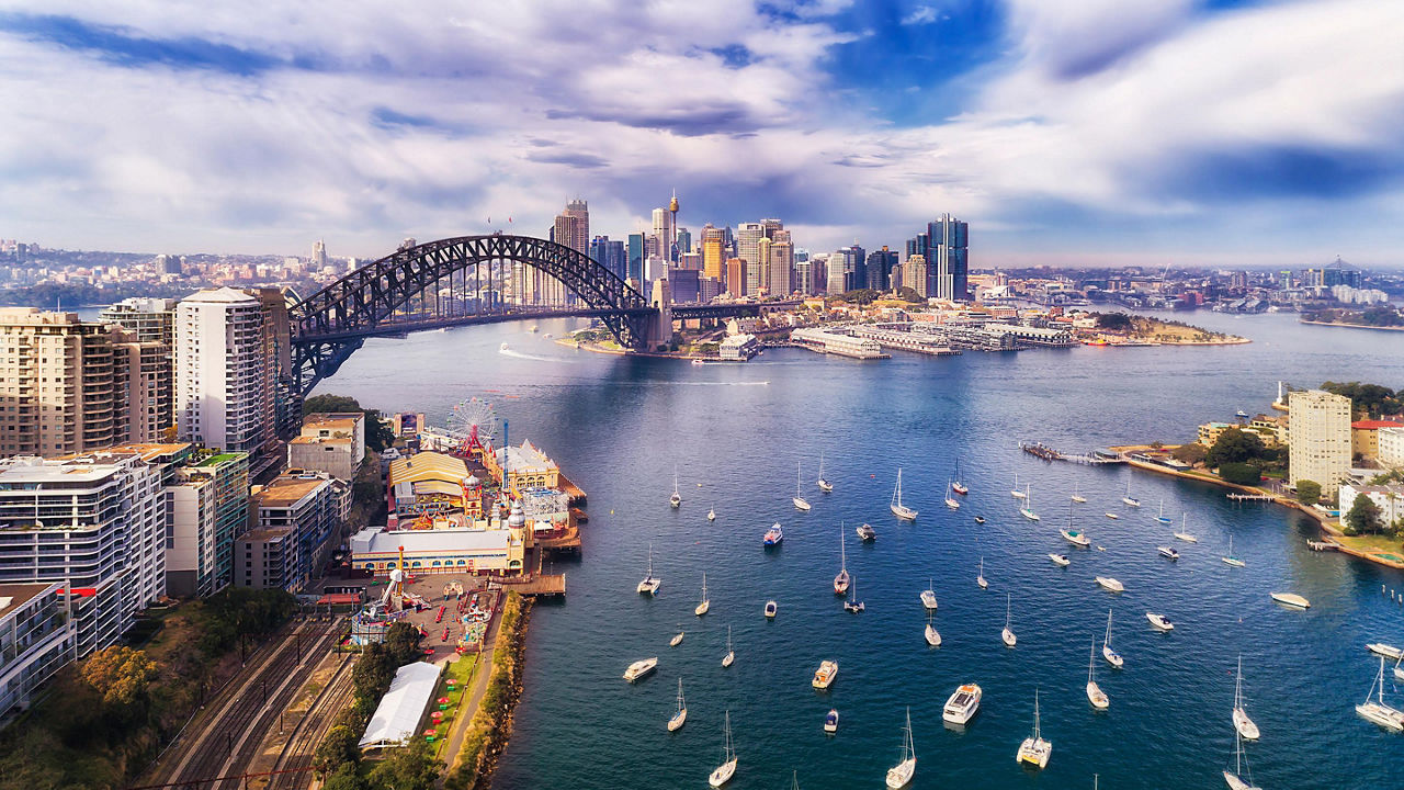 Sydney Harbour Bridge River Boats City Landscape