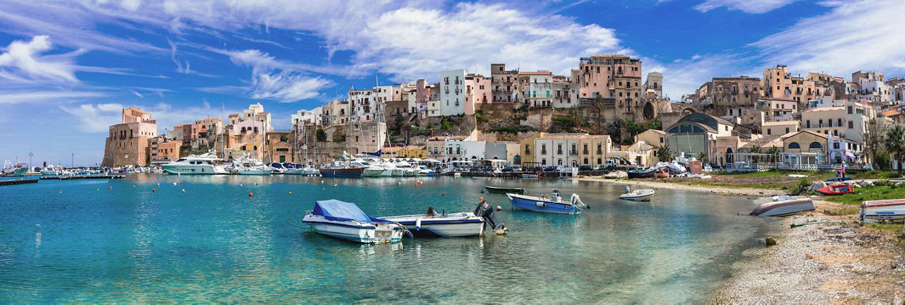 Beach with Boats in the Mediterranean