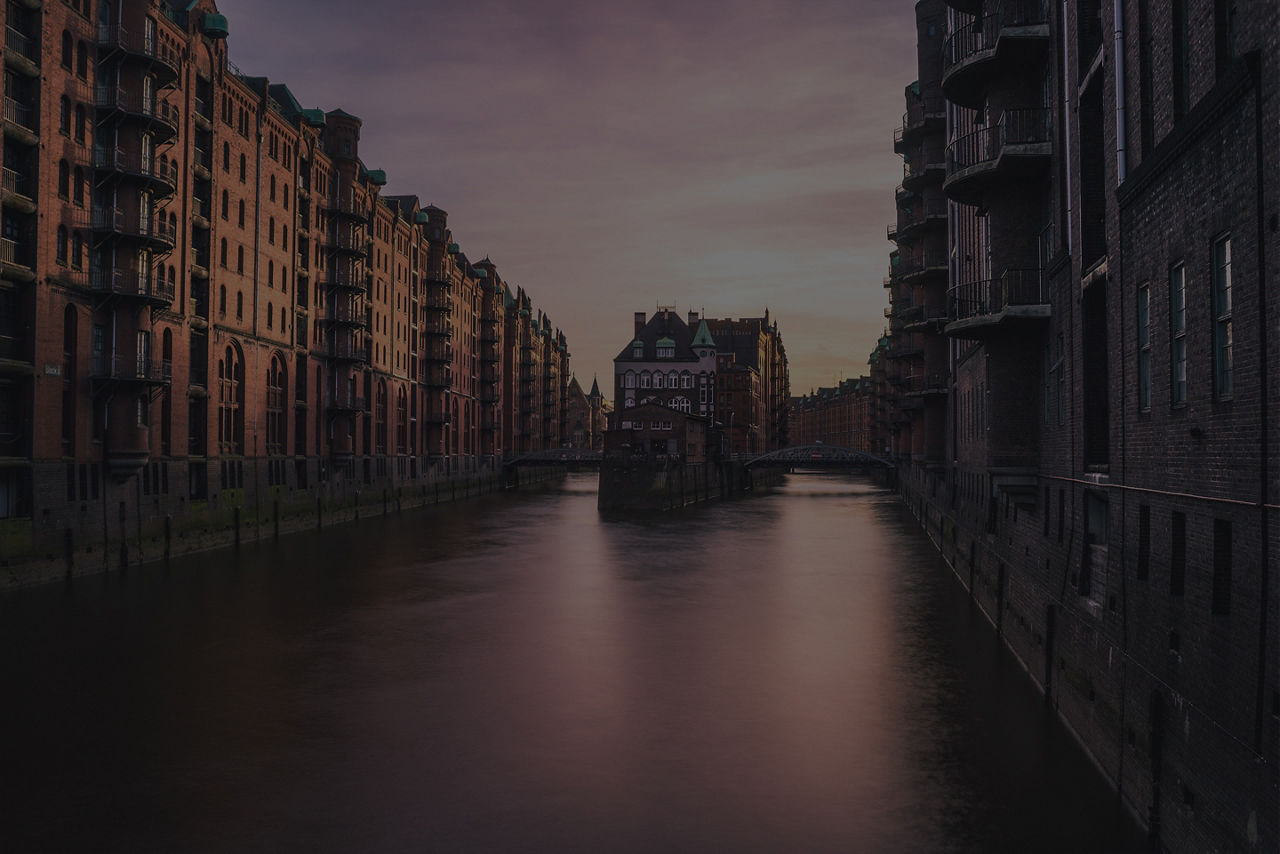 Northern Europe Water Canal and Buildings