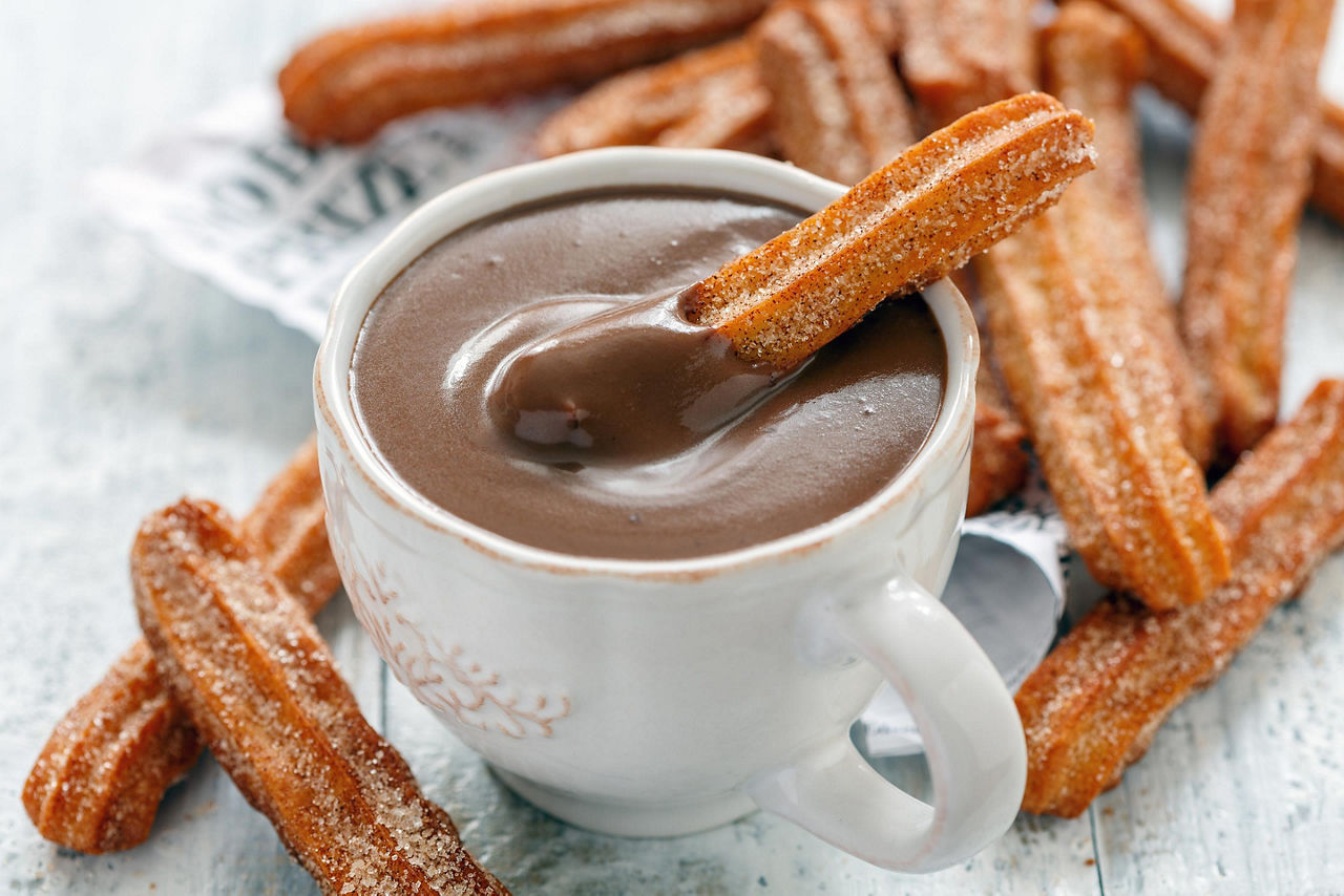 Spanish Churros with Chocolate, Food in Spain