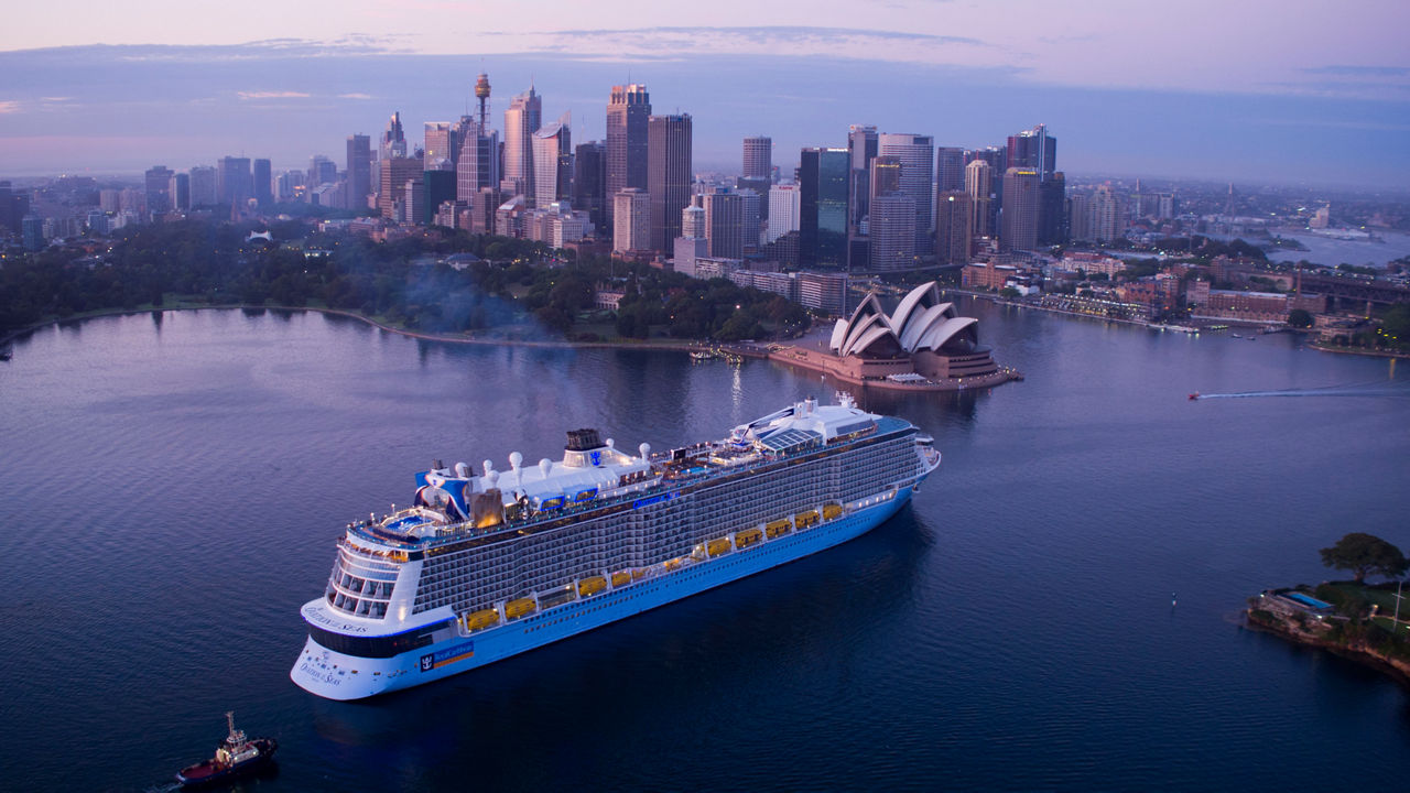 ovation sydney australia harbor ship aerial overview hero