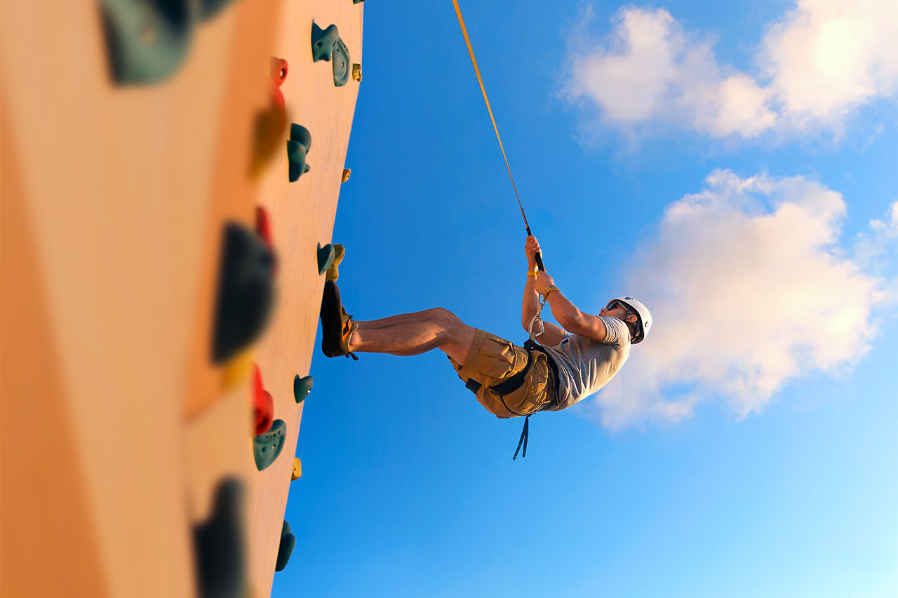 Rock climbing onboard the cruise ship