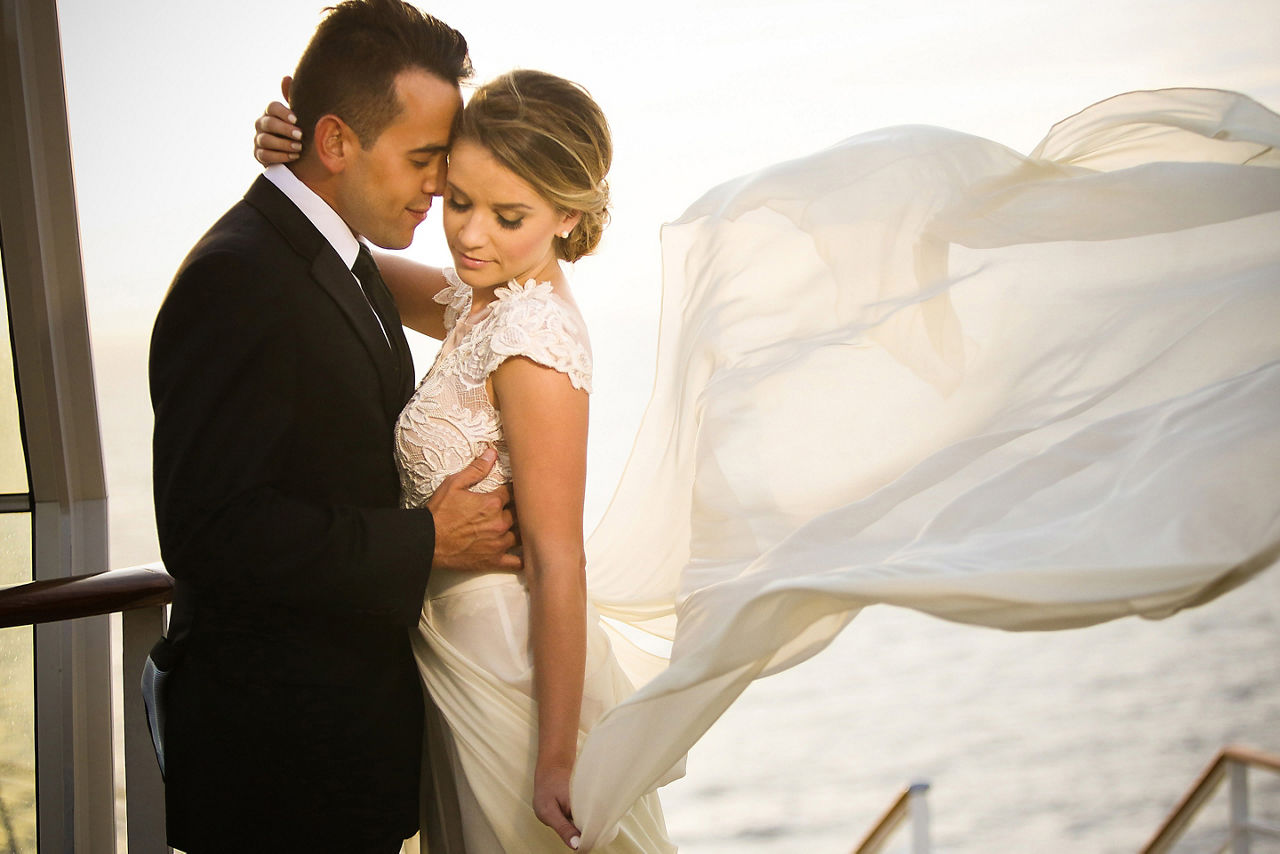 Couple Embracing and Hugging After Their Wedding