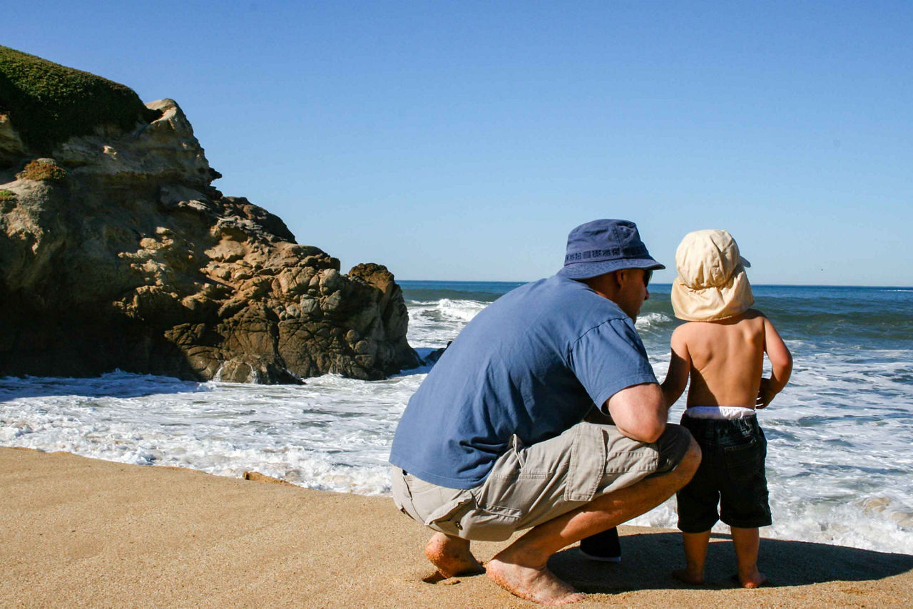 father son baby beach diaper