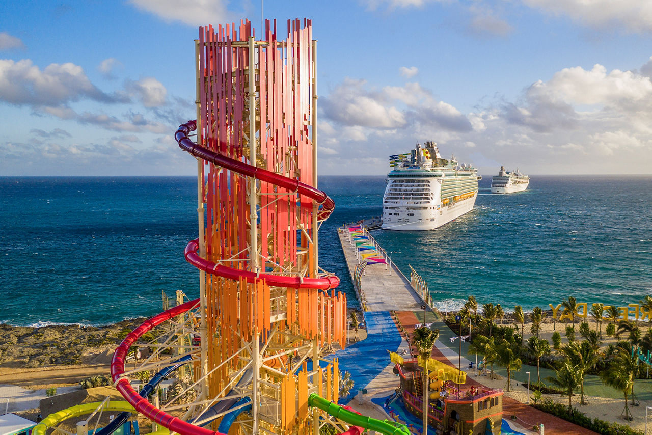 perfect day coco cay thrillwater park aerial close up