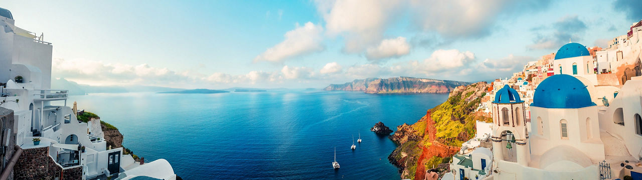 Greece Santorini Island Sunny Morning