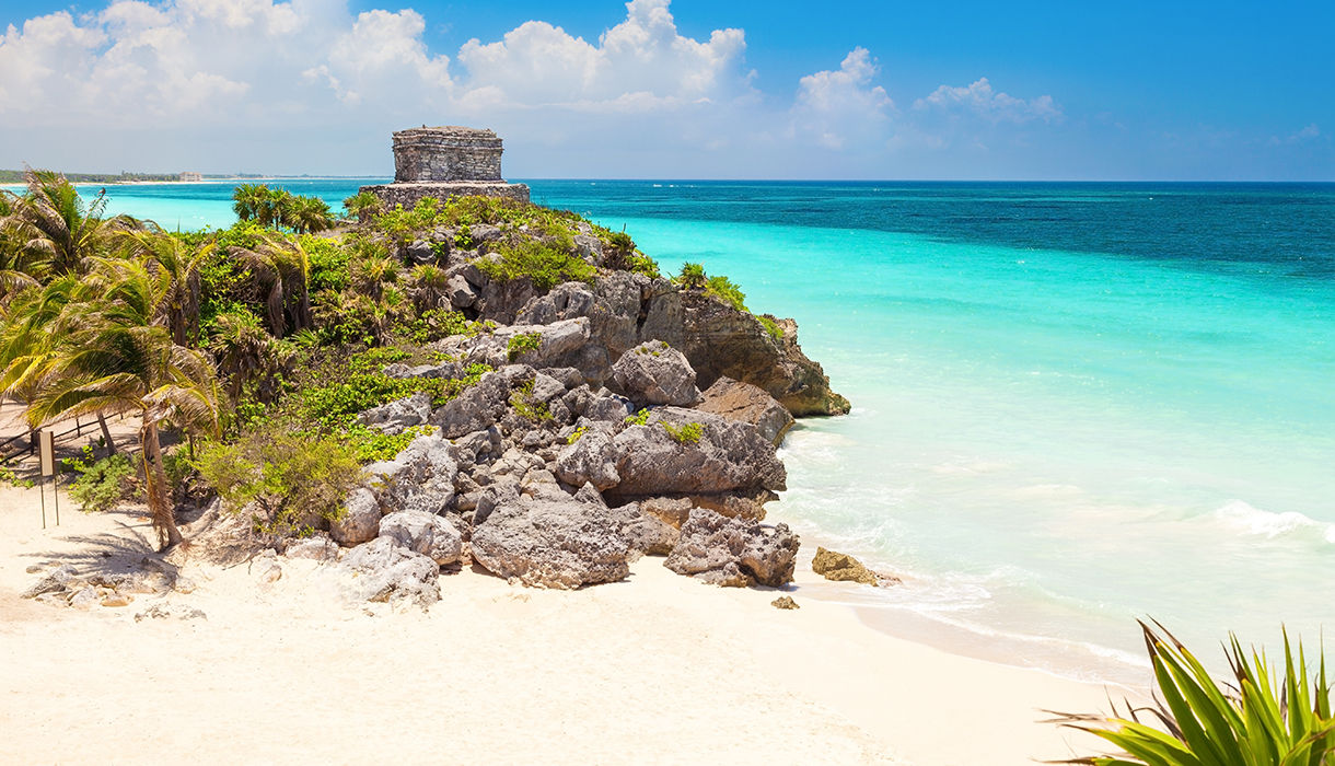 Cozumel, Mexico, Beach Tulum God of Wind Temple Ruins