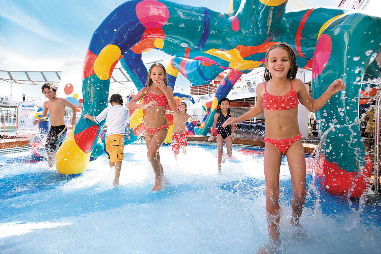 Kids Running in H20 Zone Water Park