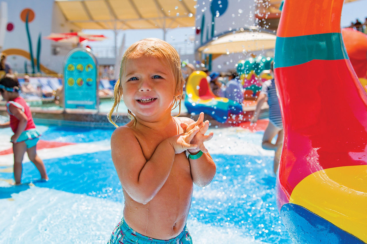 Young Boy Testing the Water at the H20 Zone Water Park 