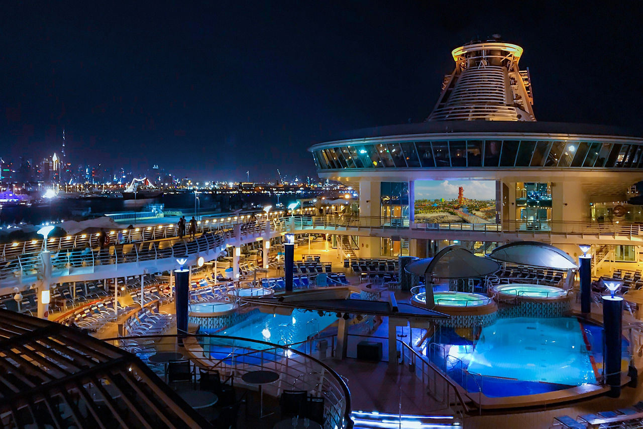 Explorer of the Seas Pool Deck Night Time Outdoor Movie