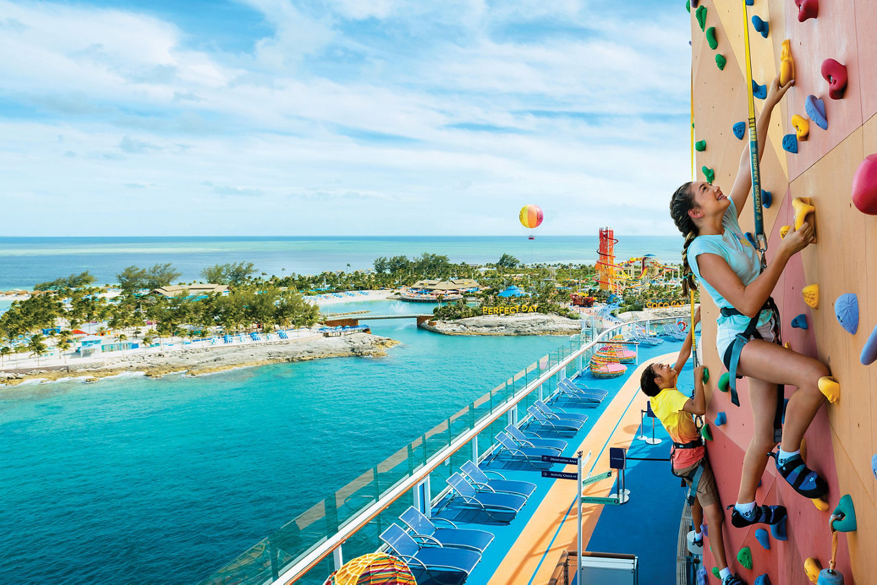 Odyssey of the Seas Girl Racing on the Rock Climbing Wall