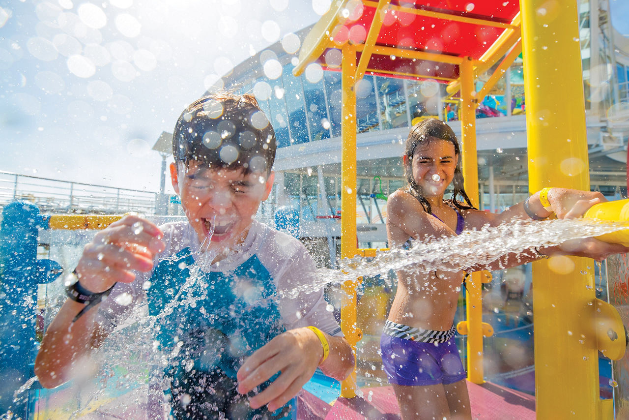 Girl Splashing Boy at Splashaway Bay 