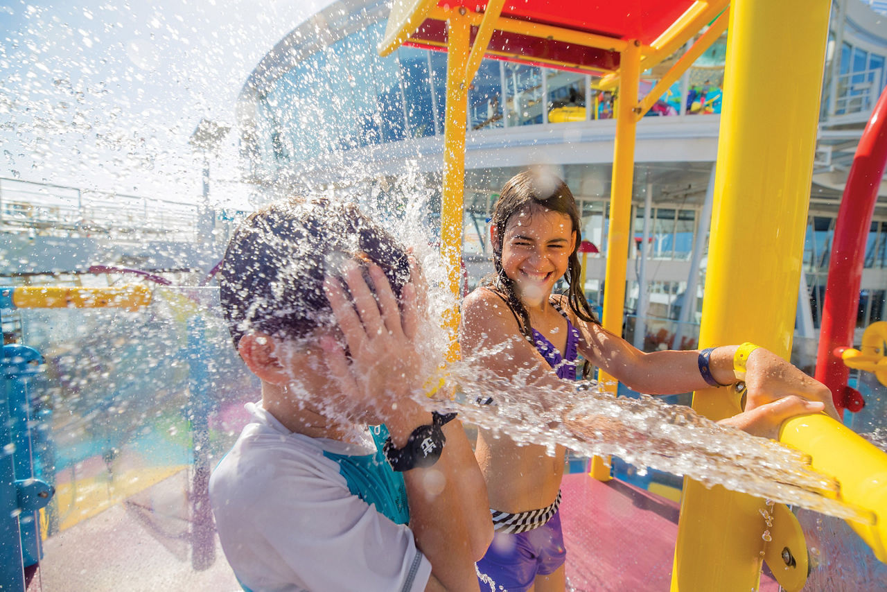 Splashaway Bay Siblings Playing with Water