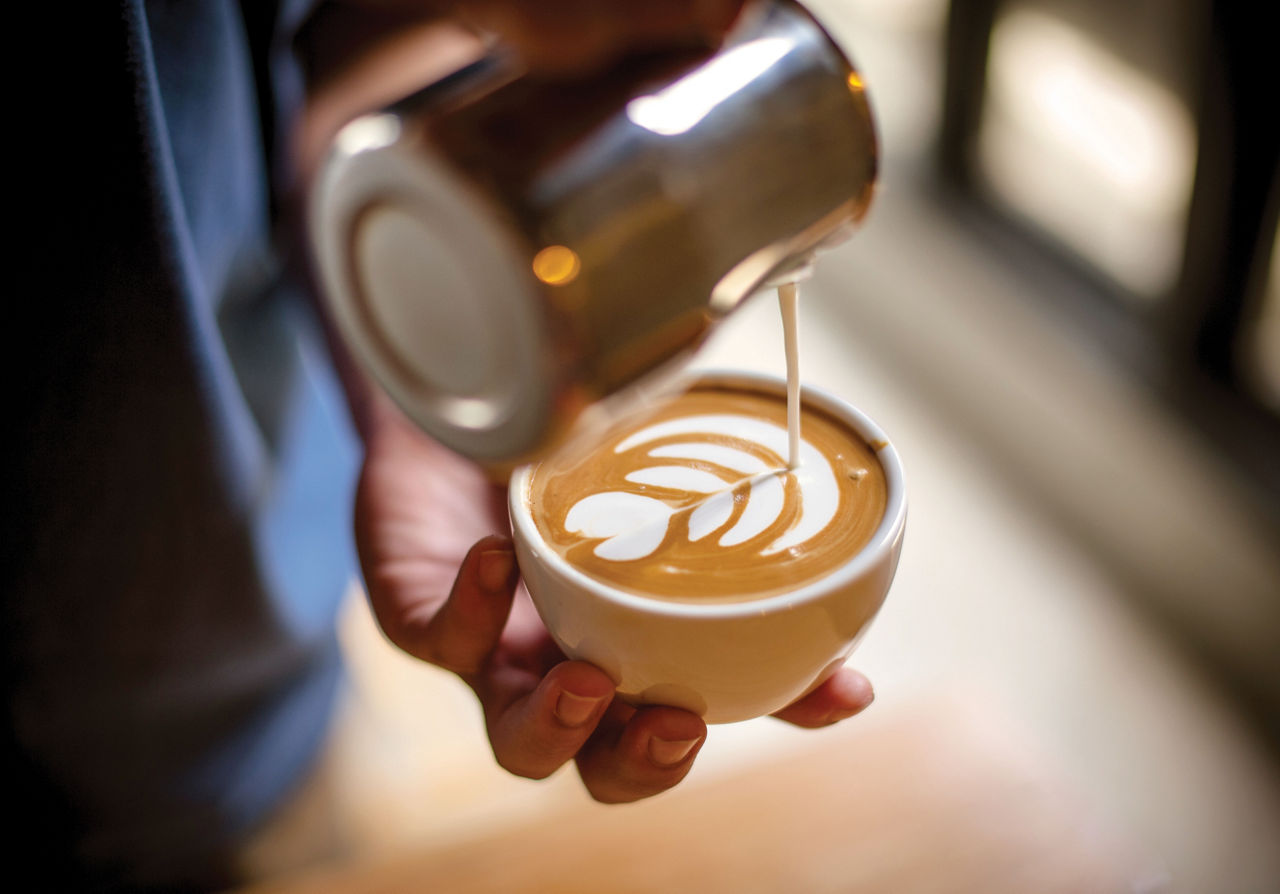 Cafe Promenade Barista Pouring Milk