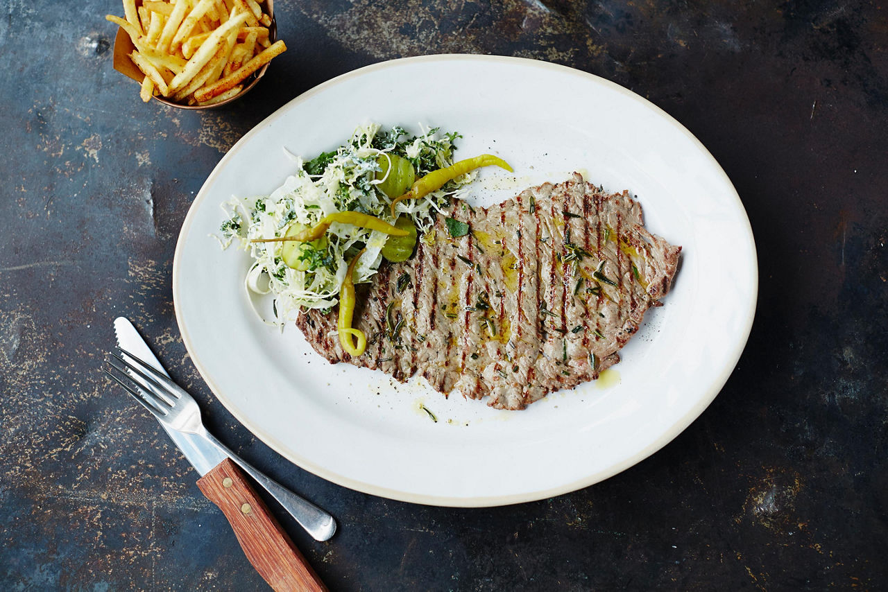 Steak Frites at Jamie's Italian on a Royal Caribbean cruise ship