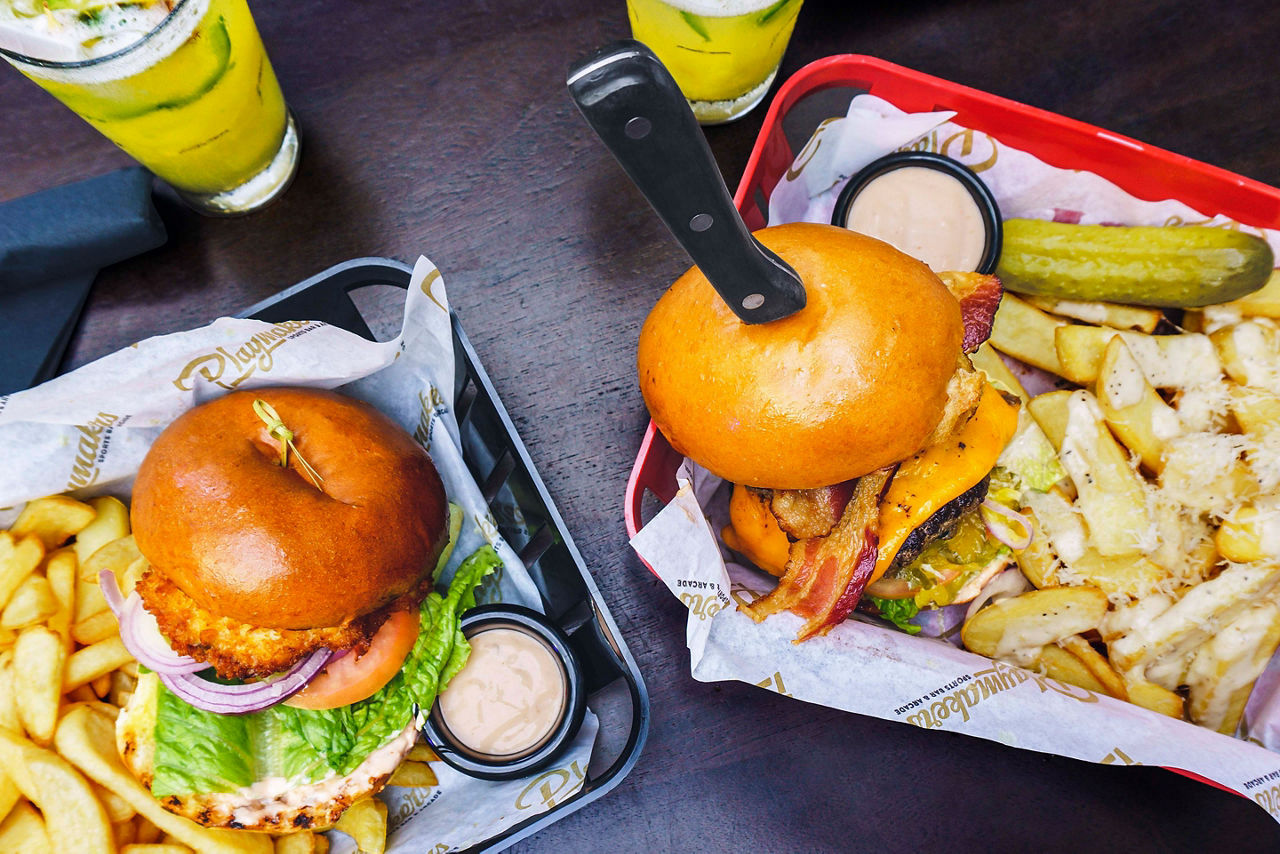 Symphony of the Seas Playmakers Hamburger and Chicken Sandwich