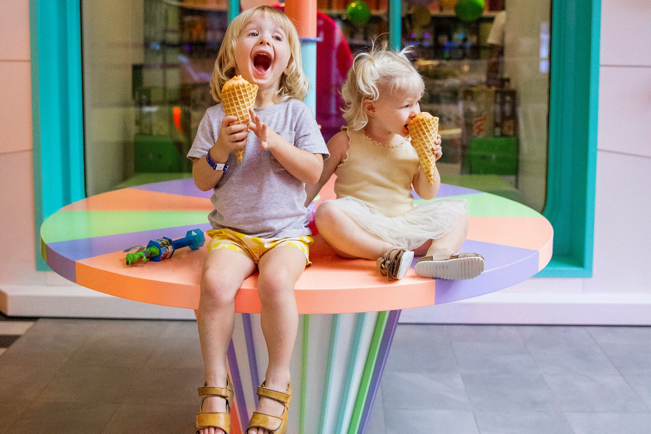 Girls Eating Ice Cream in front of Sugar Beach 