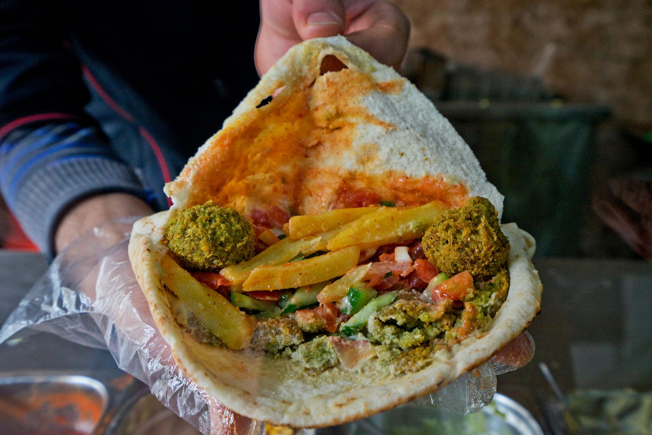 Falafel wrap is the local cuisine in Aqaba, Jordan