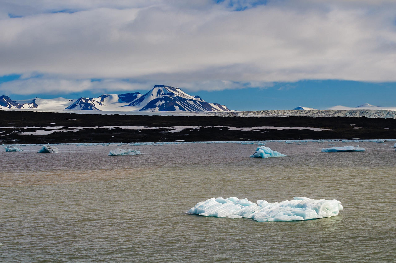 Multiple Pieces of Ice Floating through the Sea, Arctic Circle